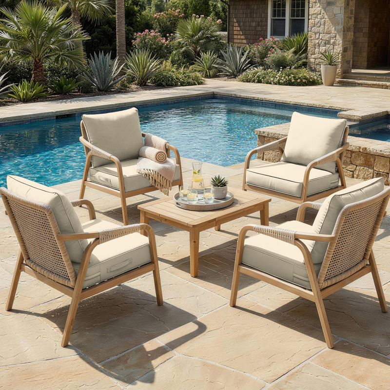 Housse de coussin de siège d'extérieur pour patio avec fond antidérapant, 4, L 22 po x P 22 po, Crème