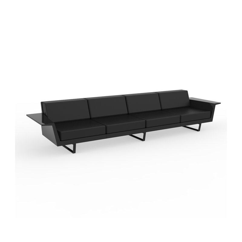 Delta 140.25" W 4 Seat Sofa, Basic Black, Black Polyester
