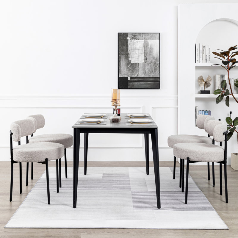 Ameira 75.95cm H Upholstered Metal Side Chair, Light grey