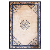 Vintage Open Field Floating Floral Medallion Peking Large Size Chinese Rug