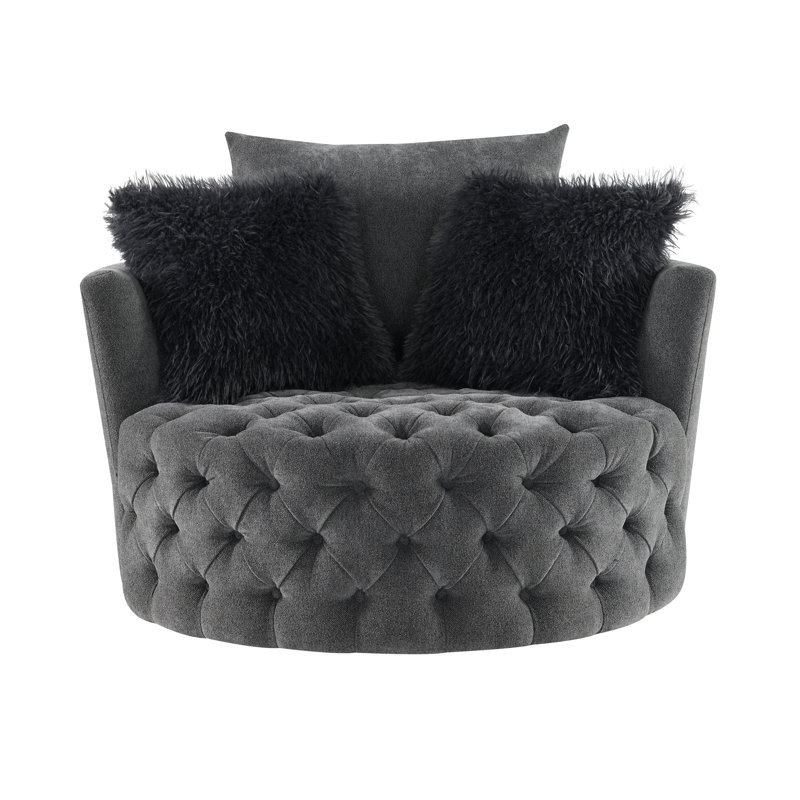 Diala 360-Degree Swivel Oversized Barrel Chair, Dark Gray