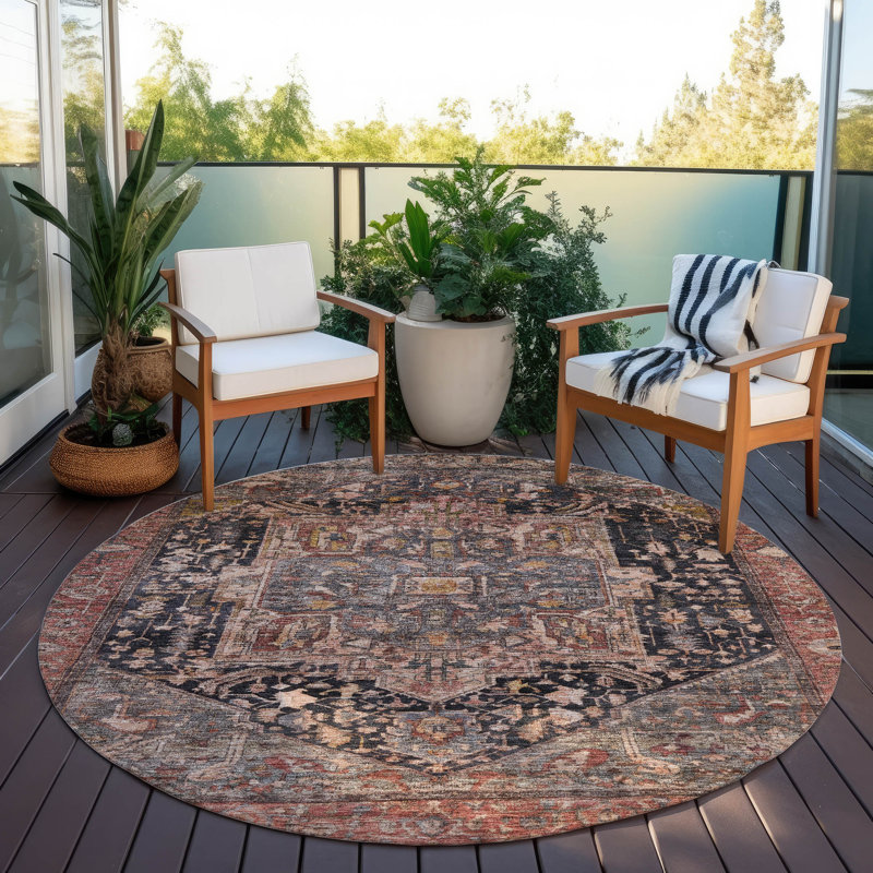 Tapis intérieur / extérieur gris Clarina, 8 pi x 8 pi