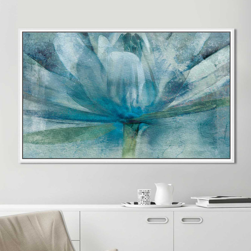 «Blue Awakening», reproduction, H 39,5 po x l 63,5 po x P 2 po, Cadre flottant blanc