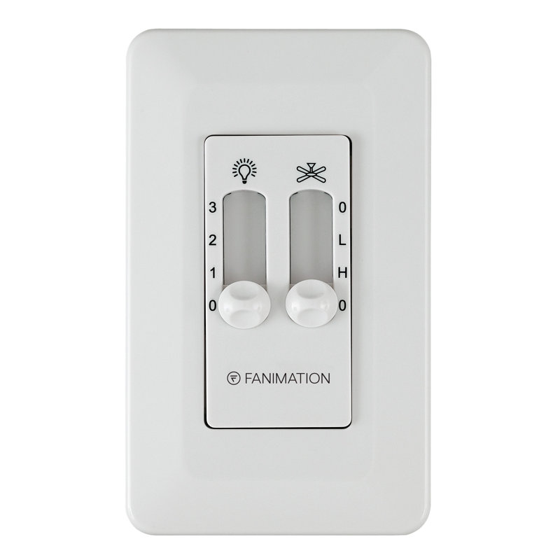 Ceiling Fan Wall Control For Up To Five Fans, Non-Reversing - 3 Speed Fan only - White
