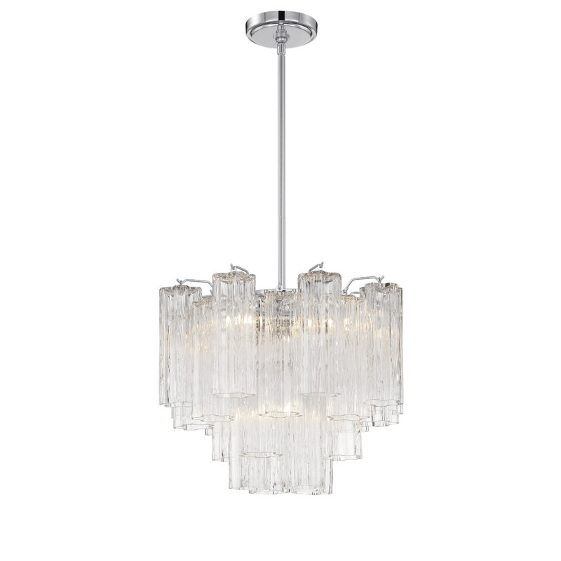 Lustre à niveaux Arras, H 13,75 po x l 17,75 po x P 17,75 po, Chrome poli, Blanc cassé