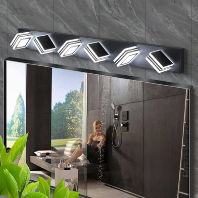 40" Modern 6-Light LED Vanity Light - Sleek Bathroom Wall Fixture, Iron & Acrylic, Dimmable & Energy-Efficient, Ideal For Mirror Lighting