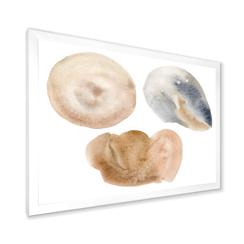 «Holiday Set with Abstract Blue and Beige Circle Spot», peinture sur toile encadrée, H 24 po x l 32 po x P 1 po
