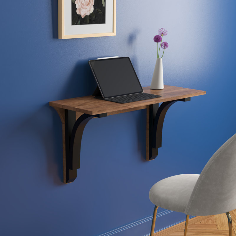 Bureau flottant Alexei, Brun rustique / noir