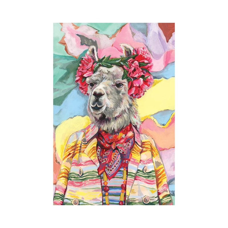 Impression « Desert llama » par Heather Perry, Pas de tapis, Toile tendue, H 12 po x l 8 po x P 0,75 po