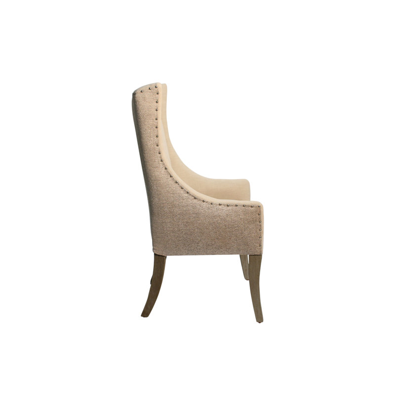 Groleau Linen Upholstered Arm Chair in Tan