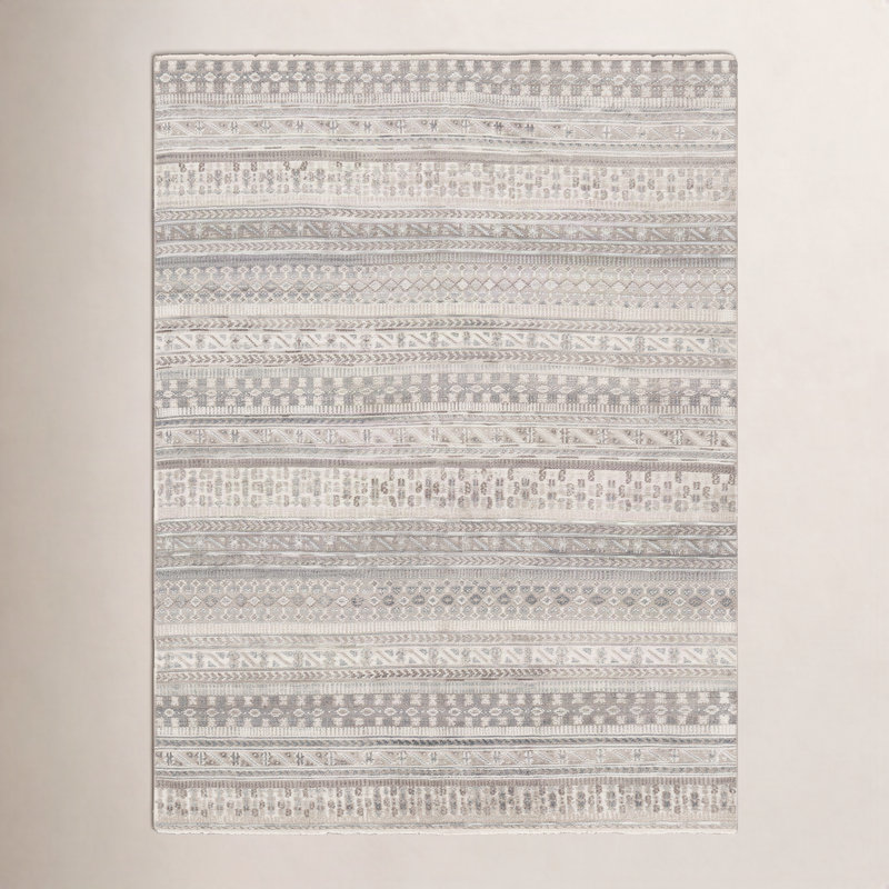 Tapis chameau / ivoire / gris clair noué à la main Indrakumar Southwestern, Rectangle 4 pi x 6 pi