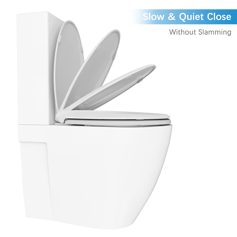 Toilet Seats Elongated, Quiet-Close Lid, Safe PP Material Seat, Easy Installation & Release with Hardware