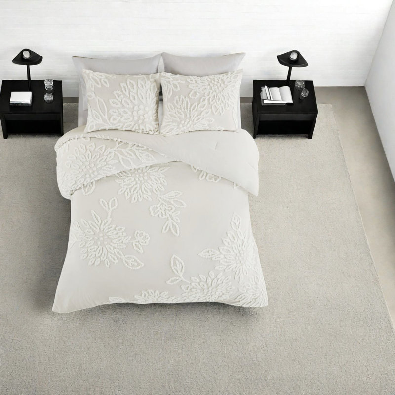 Ensembles de literie en chenille douce, édredon en coton avec motif floral pour le style maison de campagne