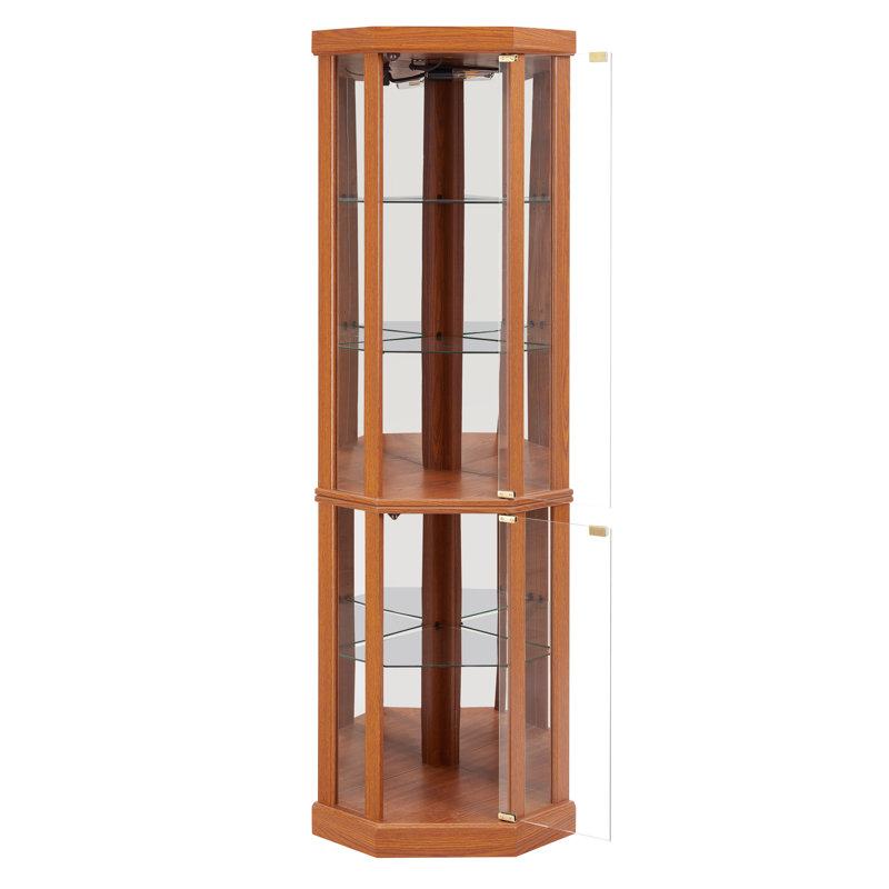 Vitrine d'angle lumineuse avec portes en verre