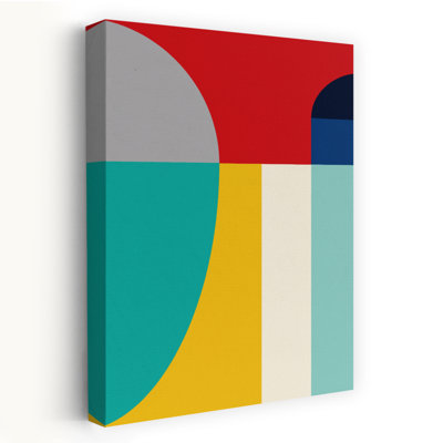 Vibrant Geometric Abstract Abstract Bold Colorful Wall Art Print by Little Dean - Wrapped Canvas Print
