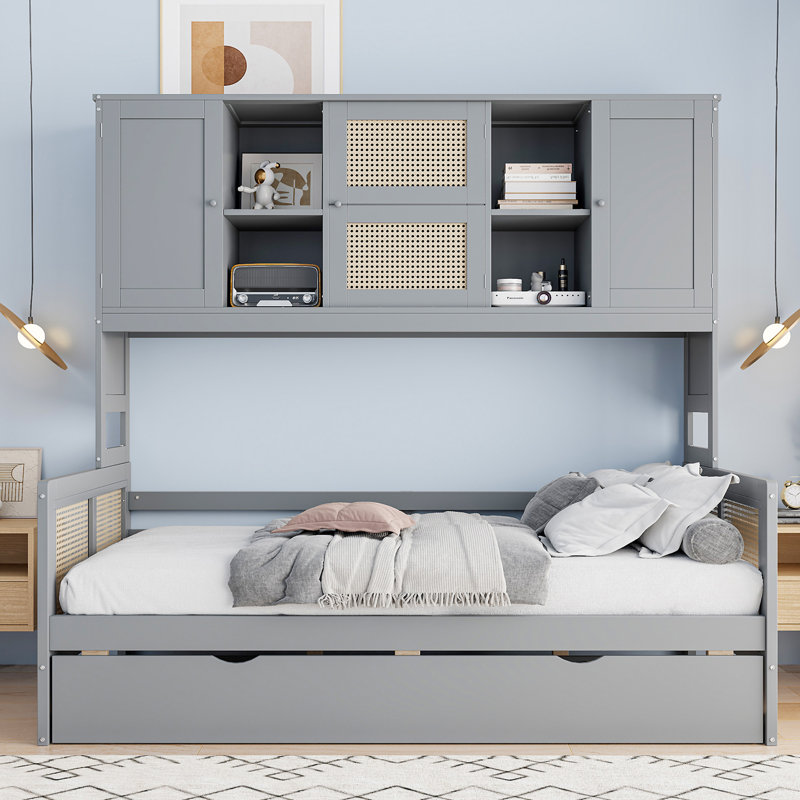 Lit de jour en bois avec couchette, Lit simple