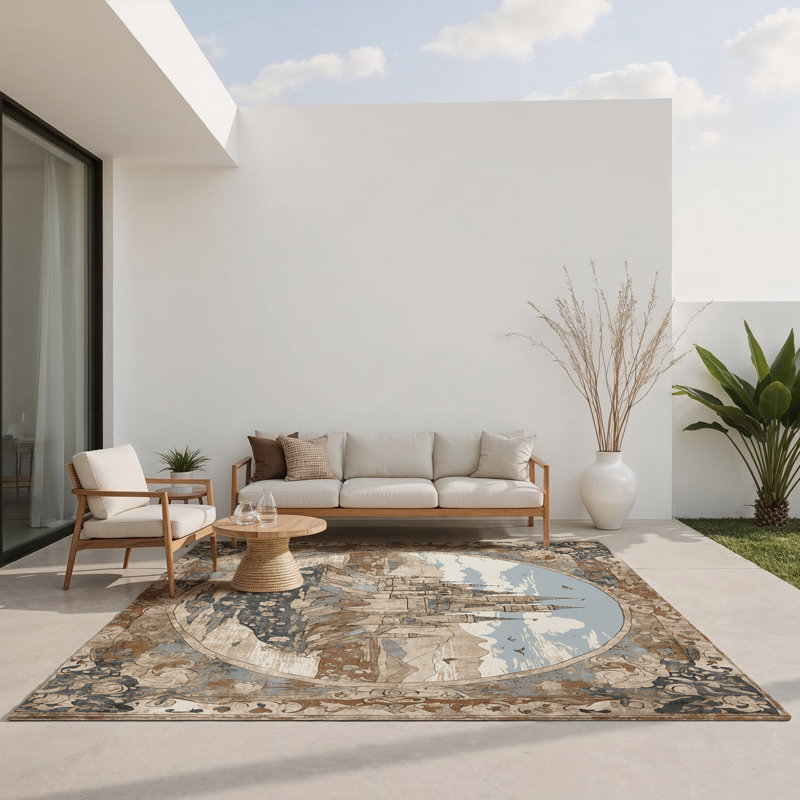 Clifftop Citadel Indoor And Outdoor Area Rug, Rectangle 5' x 7'