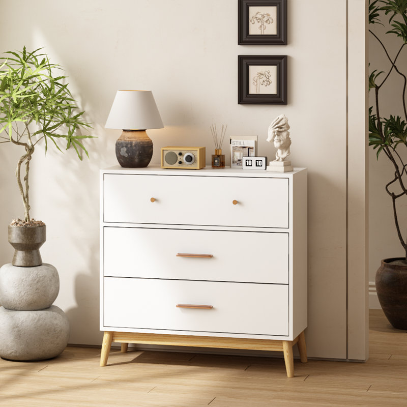 Commodes modernes et peu encombrantes, bois MDF blanc avec poignées or rose pour la maison