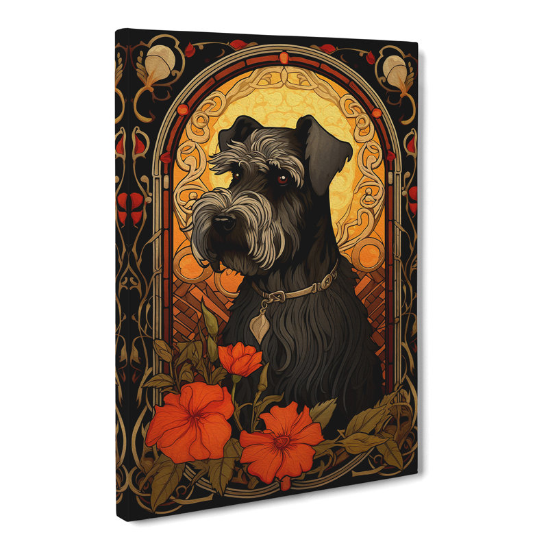 Schnauzer Nouveau - Wrapped Canvas, 50cm H x 35cm W x 3cm D
