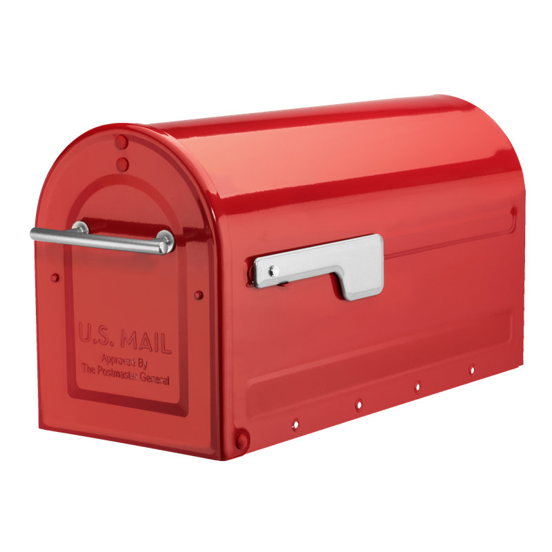 Boulder Post Mounted Mailbox, Red
