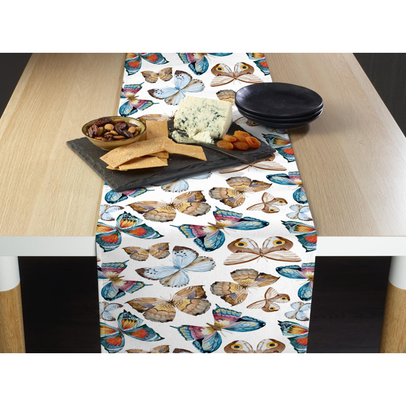 Angus Geometric Table Runner, 108" L x 14" W, White