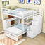 Lit superposé double en bois double avec bureau, tablettes et 8 tiroirs-2039917119