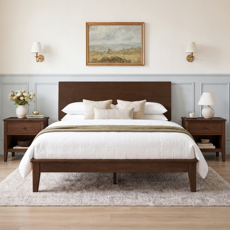 Lit plateforme Lexi, Grand lit, Noyer foncé