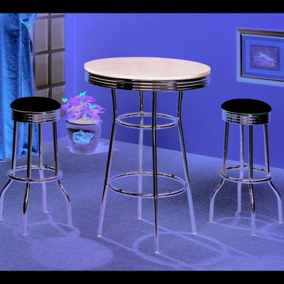 Table de bar rétro noire des années 1950, fabrication en métal, ronde et tabourets pour la salle à manger, tabourets de style années 1950, convient