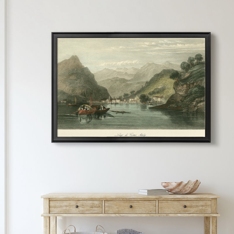 " Lago Di Como, Italy ", Black, 18" H x 24" W x 1.25" D