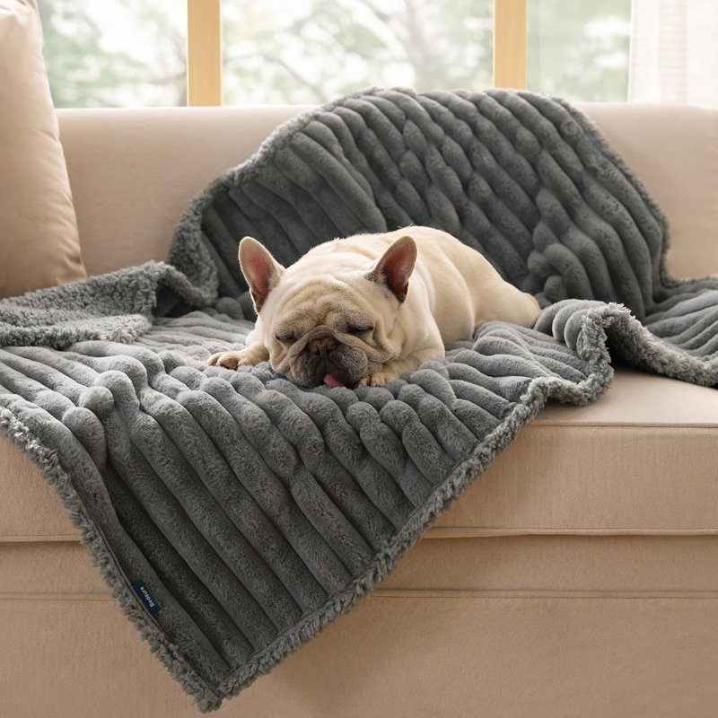 Couverture réversible pour grands chiens, housse en polaire en velours côtelé lavable, Gris formel, M (l 40 po x P 30 po)