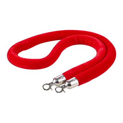 Red Velvet Stanchion Ropes, 5 ft Crowd Control Stanchion Red Velvet Ropes with Silver Hooks, Post Queue Barrier Carpet Rope for Carpet Events Movie Theatres Grand Openings Hotels Party