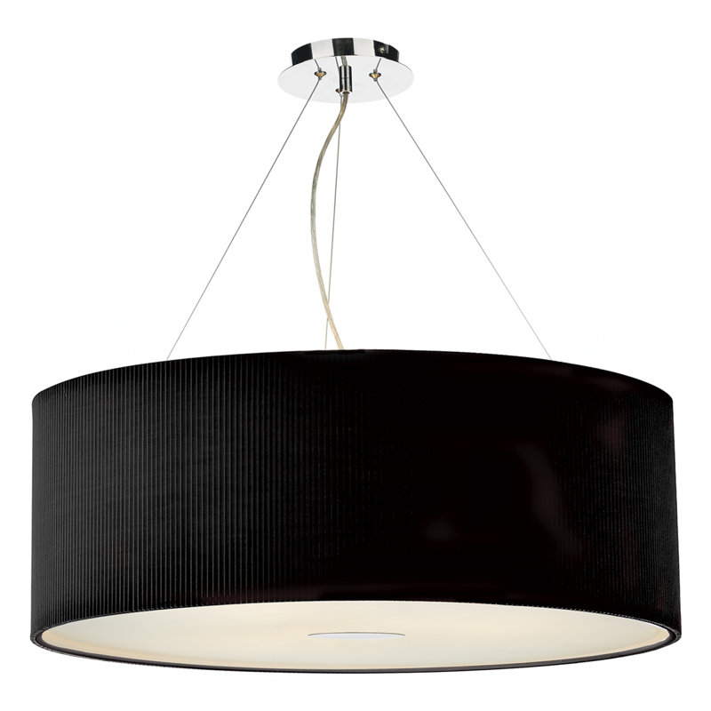 Kiera 6 - Light Polished Chrome Drum Pendant, Black
