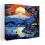 Japanese Temple Sunset Lake Abstract Contemporary Landscape Winter Wall Art Print 1 Piece Wrapped Canvas Wall Art-1780785965