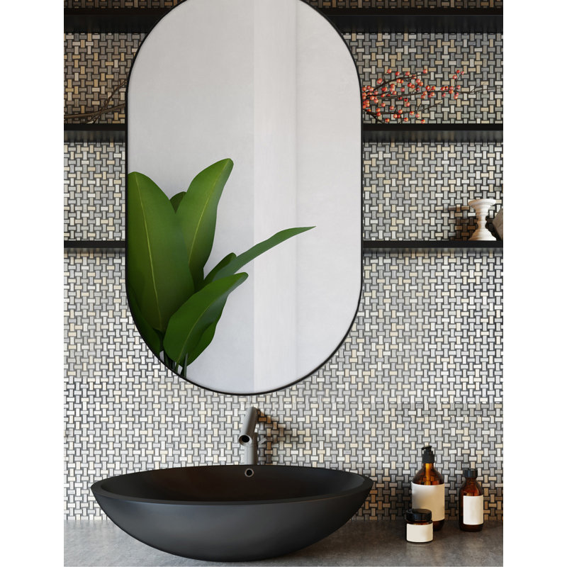 Etz Metal Wall Mirror, Black, 80cm H x 40cm W