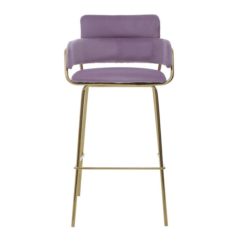 Elsberry Upholstered Counter Stool with Metal Frame, Gold, Pink
