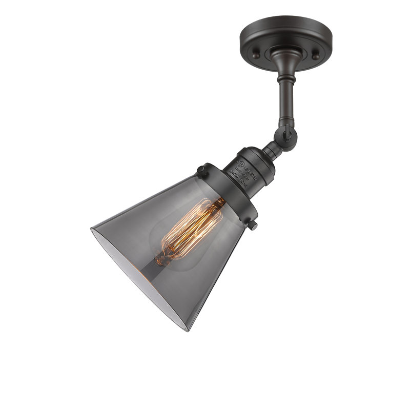 Hardiman Glass Semi Flush Mount, Smoked, Oil Rubbed Bronze, 13.5" H x 6.25" W x 6.25" D