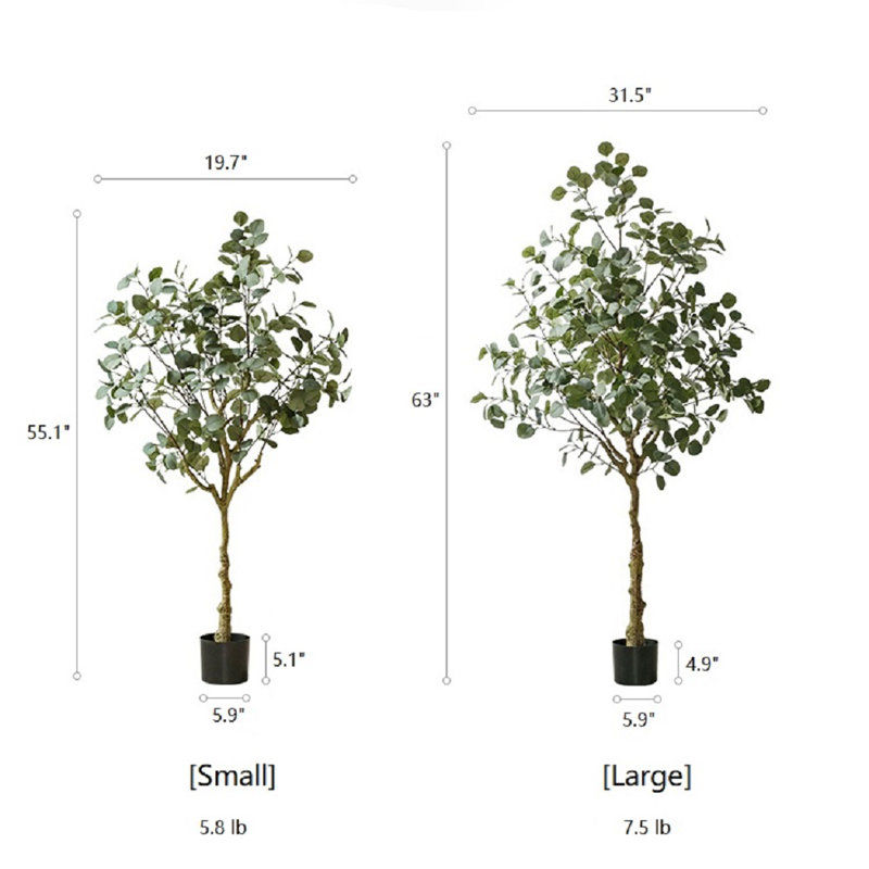 Faux Eucalyptus Tree in Pot Liner, 5.1" H x 31.5" W x 5.9" D
