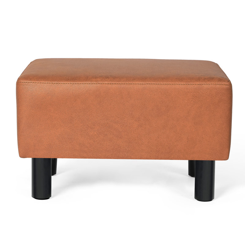 Sciacca Vegan Leather Footstool, Dark Orange