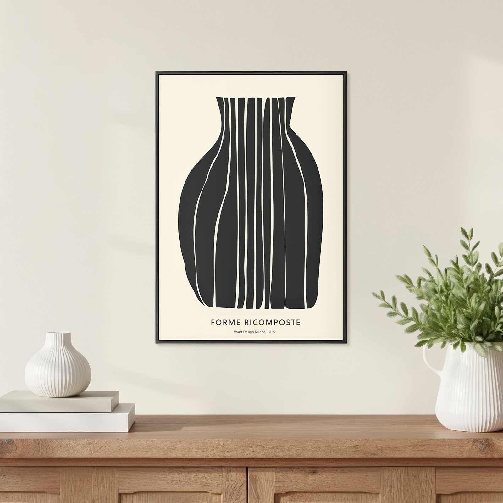 Quinn "Composition in Black" Print, 20" H x 14" W x 1.25" D, Black Framed Canvas