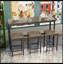 Table de salle à manger de cuisine moderne, table de pub, ensemble de table de salle à manger longue avec 3 tabourets, assemblage facile-824315436