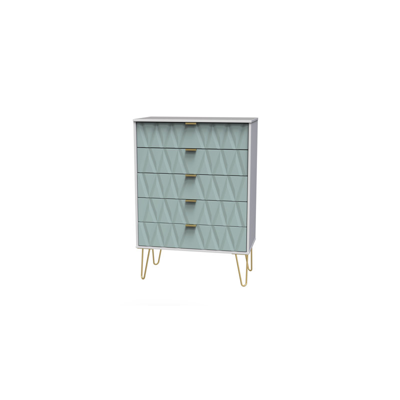 Fully Assembled Pawhuska 5 Drawer 76.5Cm W Chest of Drawers, Duck/White