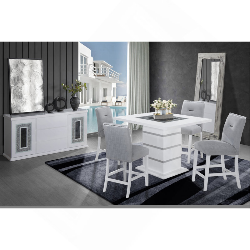 Ariya White Bar Table, White, 38"H x 63"L x 42"W
