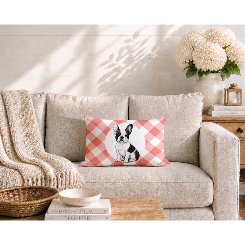 Oreiller réversible intérieur / extérieur French Bulldog, 20 po x 14 po, Pêche