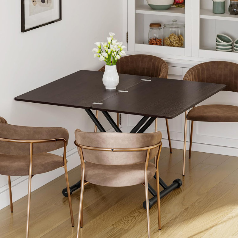 Alasca Metal Base Dining Table, Black/Black