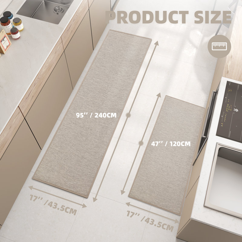 Tapis de cuisine Amesdale, Tapis de couloir 1 pi 5 po x 7 pi 11 po, Kaki