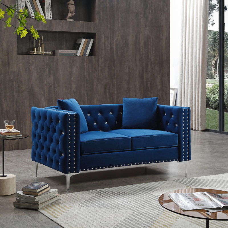 Canapé Modern, 29.15" H x 59.45" W x 32.35" D, 2, Bleu