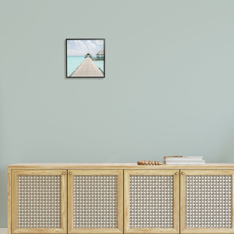 Magnifique jet d'eau turquoise sur l'océan, jetée nuageuse, art texturé par Noah Bay, 12" W x 12" H