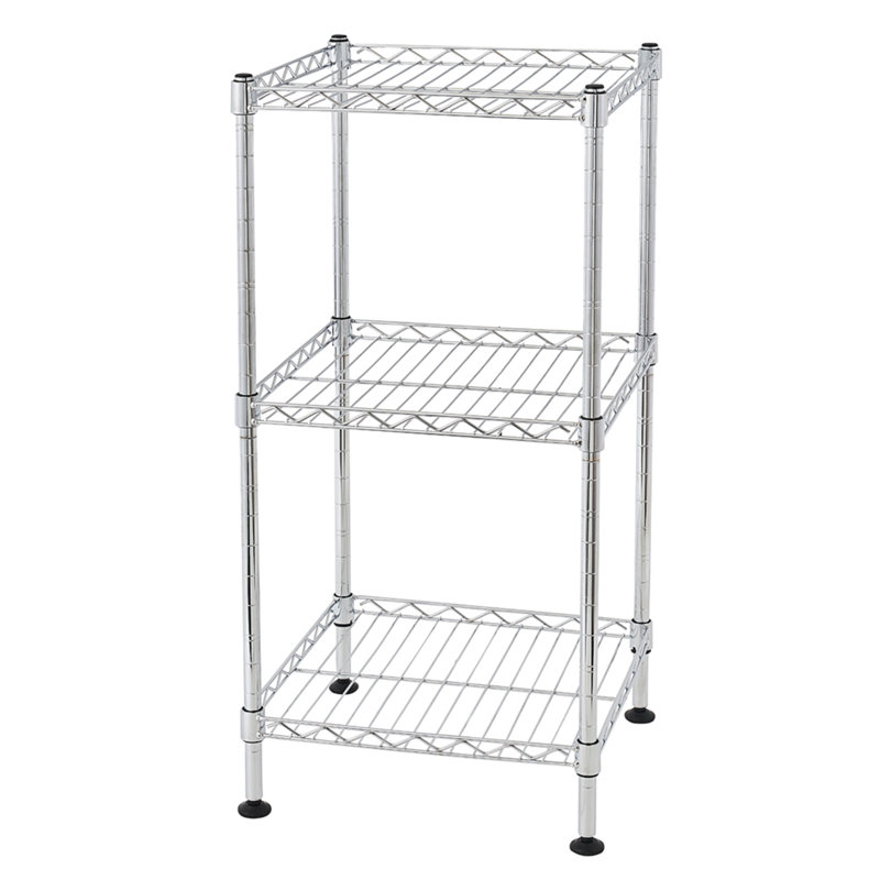 3-Tier Steel Wire Shelving Tower, 23.62" H x 11.81" W x 11.81" D