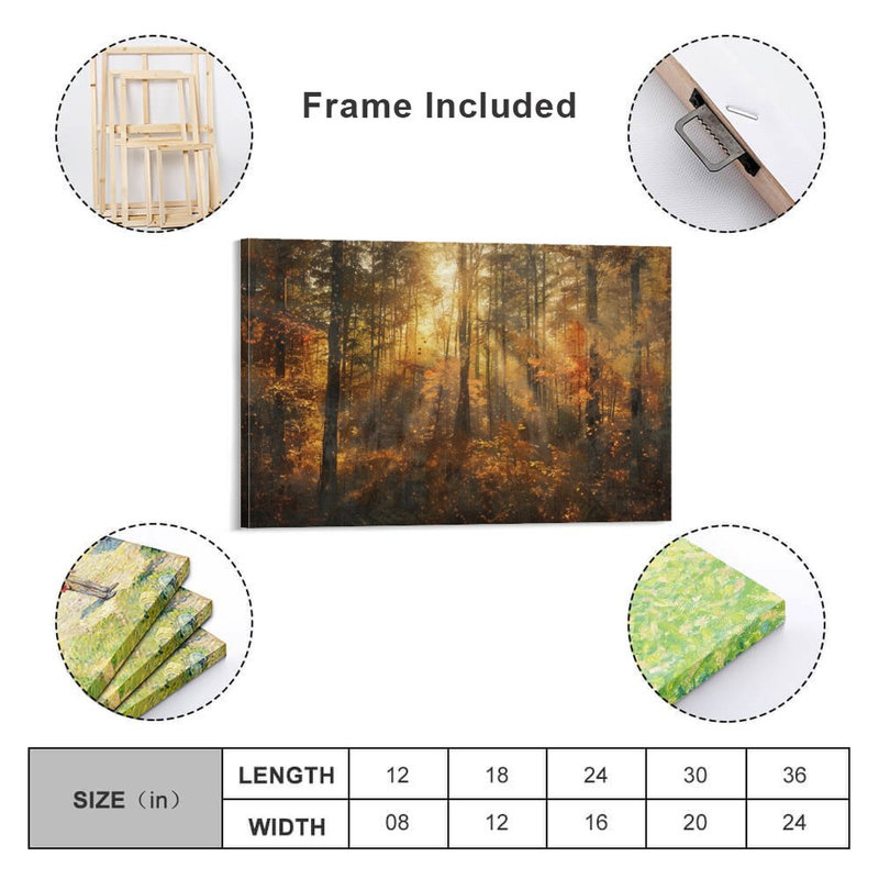 24" x 36" Framed Canvas Wall Art with Wood Frame, Ready to Hang, 24×36inch