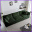 Canapé de salon Mid-Century moderne en chenille 3 places avec 5 coussins - Canapé de salon vert avec structure en bois massif